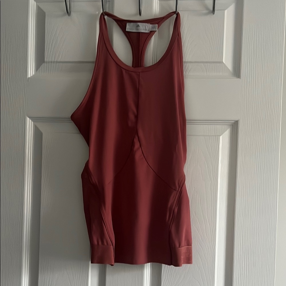 Adidas Red Cut Out Fitted Sleeveless Tank Top